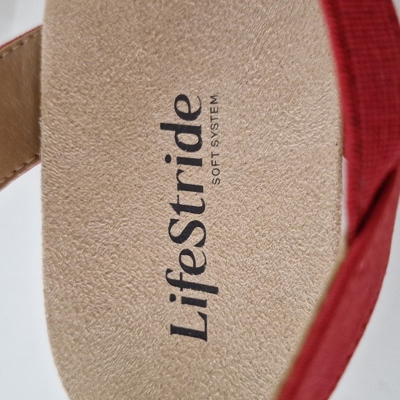 Life Stride (NEW) Red Mallory Stretch Strappy Wedge Comfort Sandals Size 9 - Picture 10 of 11
